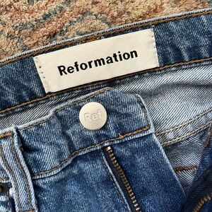 Reformation Blue Distressed Julia High Cigarette Antigua Skinny Jeans Size 26